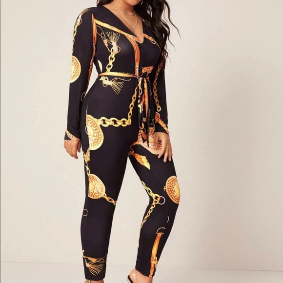 Chain print Jumpsuit with belt - Picture 4 of 4